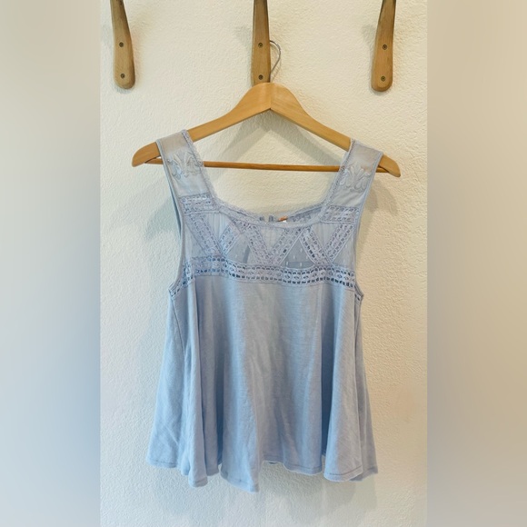 Free People Angel Blue Costa Mesh Open Back Tank Size Small - Picture 2 of 4
